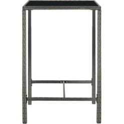 Mesa Alta De Jardín Ratán Sintético Y Vidrio Gris 70x70x110 Cm VidaXL -Mano Mano Ventas 33563838 4
