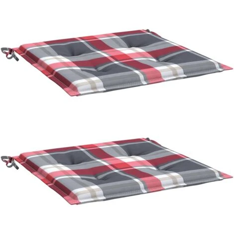 Cojines De Silla De Jardín 2 Uds Tela A Cuadros Rojo 40x40x3 Cm VidaXL 4 Cojines De Silla De Jardín 2 Uds Tela A Cuadros Rojo 40x40x3 Cm VidaXL - Imagen 4