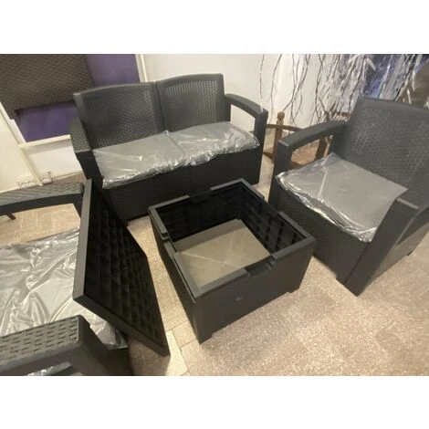 CONJUNTO SOFÁ DE JARDÍN 4 PLAZAS ACABADO RATÁN MODELO NEBRASKA ABIERTO COMPLETO CON COJINES ANTRACITA 4 CONJUNTO SOFÁ DE JARDÍN 4 PLAZAS ACABADO RATÁN MODELO NEBRASKA ABIERTO COMPLETO CON COJINES ANTRACITA - Imagen 4