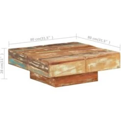 Mesa De Centro De Madera Maciza Reciclada 80x80x28 Cm VidaXL -Mano Mano Ventas 34040322 3