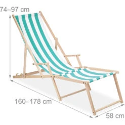 Relaxdays Tumbona De Madera Y Tela, 3 Posiciones, Reposabrazos Y Reposapiés, Hasta 120 Kg, Hamaca Jardín, Blanco Y Azul -Mano Mano Ventas 34056986 4