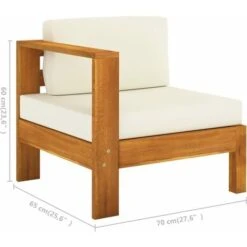 Sofá De Jardín De 3 Plazas Con Cojín Crema Madera Maciza Acacia VidaXL -Mano Mano Ventas 34090081 3