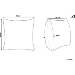 Conjunto De 2 Cojines Para Exterior De Poliéster Verde 40 X 40 Cm Patrón De Hoja Con Cremallera Cojines De Jardín Varkos -Mano Mano Ventas 34592177 3