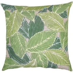 Conjunto De 2 Cojines Para Exterior De Poliéster Verde 40 X 40 Cm Patrón De Hoja Con Cremallera Cojines De Jardín Varkos -Mano Mano Ventas 34592177 4