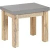 Taburete De Jardín De Cemento Reforzado Gris Con Base De Madera De Acacia Industrial Ostuni