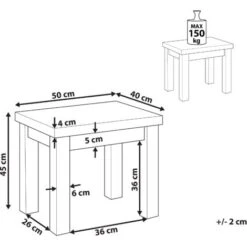 Taburete De Jardín De Cemento Reforzado Gris Con Base De Madera De Acacia Industrial Ostuni -Mano Mano Ventas 34933465 3