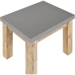 Taburete De Jardín De Cemento Reforzado Gris Con Base De Madera De Acacia Industrial Ostuni -Mano Mano Ventas 34933465 5