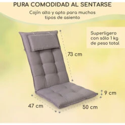 Blumfeldt Sylt Cojín Acolchado Cojín De Exterior Para Sillas Con Respaldo Alto Almohada Poliéster 50x120x9cm -Mano Mano Ventas 35030654 5