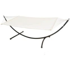 Hamaca Doble Con Soporte 200x120 Cm Estructura Metálica Para Exteriores Marco