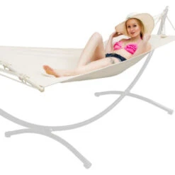 Hamaca Colgante Con Varilla 190x80cm Hamaca Para Jardín 100kg Algodón Beige -Mano Mano Ventas 35538955 4