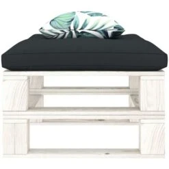 Otomana De Palés Jardín Madera Cojín De Flores Y Gris Antracita VidaXL -Mano Mano Ventas 35633710 4