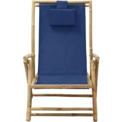 Silla De Relajación Reclinable De Bambú Y Tela Azul Marino VidaXL -Mano Mano Ventas 35837419 2