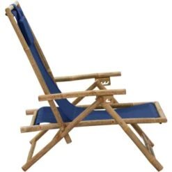 Silla De Relajación Reclinable De Bambú Y Tela Azul Marino VidaXL -Mano Mano Ventas 35837419 4