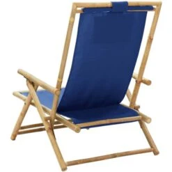 Silla De Relajación Reclinable De Bambú Y Tela Azul Marino VidaXL -Mano Mano Ventas 35837419 5