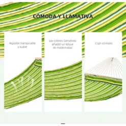 OUTSUNNY Hamaca Colgante Algodón Jardín Camping Playa Picnic Almohadilla Con Carga De 180 Kg -Mano Mano Ventas 3603404 5