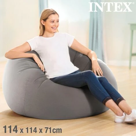 Sillón Hinchable Beanless Gris 114x114x71 Cm INTEX 3 Sillón Hinchable Beanless Gris 114x114x71 Cm INTEX - Imagen 3