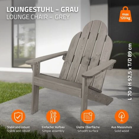 Silla De Jardín Mecedora Madera Pino/abeto Adirondack Con Respaldo Asiento Gris 2 Silla De Jardín Mecedora Madera Pino/abeto Adirondack Con Respaldo Asiento Gris - Imagen 2