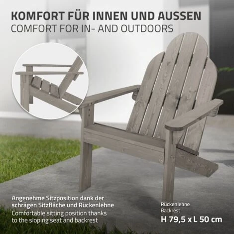 Silla De Jardín Mecedora Madera Pino/abeto Adirondack Con Respaldo Asiento Gris 4 Silla De Jardín Mecedora Madera Pino/abeto Adirondack Con Respaldo Asiento Gris - Imagen 4