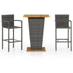 Conjunto De Bar Para Jardín 3 Piezas Gris VidaXL
