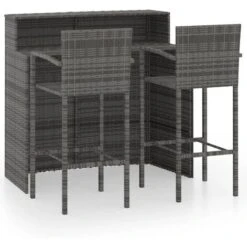 Set De Muebles De Bar De Jardín 3 Piezas Gris VidaXL
