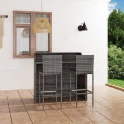 Juego Muebles De Bar Para Jardín 3 Piezas Y Cojines Gris VidaXL -Mano Mano Ventas 36697368 2