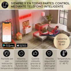 Blumfeldt Cosmic Beam Smart 24 Radiador Radiante De Infrarrojos 2400 W, Control App, Mando A Distancia -Mano Mano Ventas 36838726 3