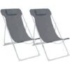 7house - Hamaca Plegable 3 Posiciones Con Cojín (Pack 2), Acero Y Tela Oxford, Para Piscina, Playa Y Camping, Tumbona Reclinable, Impermeable, Dimensiones 56x94x94cm (largo X Ancho X Alto), Color Gris