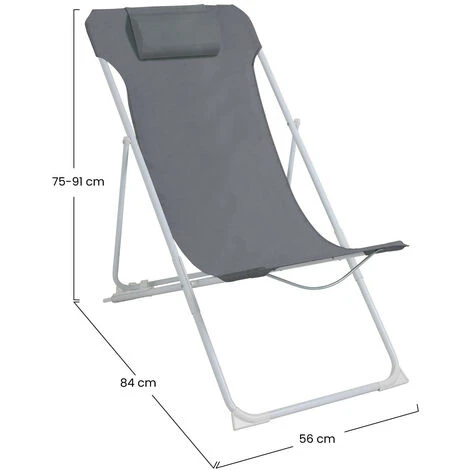 7house - Hamaca Plegable 3 Posiciones Con Cojín (Pack 2), Acero Y Tela Oxford, Para Piscina, Playa Y Camping, Tumbona Reclinable, Impermeable, Dimensiones 56x94x94cm (largo X Ancho X Alto), Color Gris 4 7house - Hamaca Plegable 3 Posiciones Con Cojín (Pack 2), Acero Y Tela Oxford, Para Piscina, Playa Y Camping, Tumbona Reclinable, Impermeable, Dimensiones 56x94x94cm (largo X Ancho X Alto), Color Gris - Imagen 4