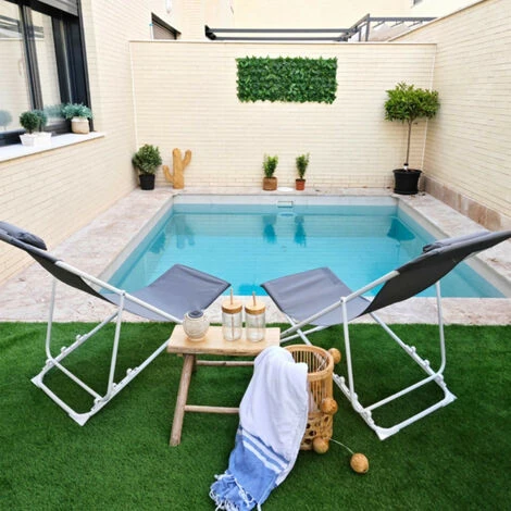 7house - Hamaca Plegable 3 Posiciones Con Cojín (Pack 2), Acero Y Tela Oxford, Para Piscina, Playa Y Camping, Tumbona Reclinable, Impermeable, Dimensiones 56x94x94cm (largo X Ancho X Alto), Color Gris 5 7house - Hamaca Plegable 3 Posiciones Con Cojín (Pack 2), Acero Y Tela Oxford, Para Piscina, Playa Y Camping, Tumbona Reclinable, Impermeable, Dimensiones 56x94x94cm (largo X Ancho X Alto), Color Gris - Imagen 5