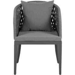 Conjunto De Comedor De Jardín 4 Plazas Metal Gris Aluminio Acabado Mate Mesa Exterior 4 Sillas Con Cojines Moderno Lipari -Mano Mano Ventas 36943898 4