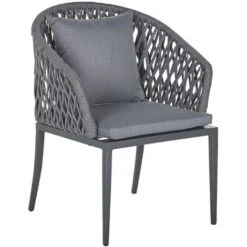 Conjunto De Comedor De Jardín 4 Plazas Metal Gris Aluminio Acabado Mate Mesa Exterior 4 Sillas Con Cojines Moderno Lipari -Mano Mano Ventas 36943898 5