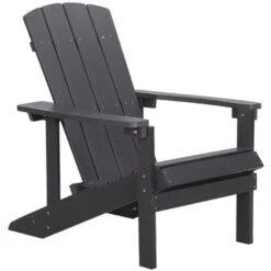 Silla De Jardín Gris Oscuro De Madera Sintética Con Reposapiés Resistente A La Intemperie Estilo Moderno Adirondack -Mano Mano Ventas 37403980 4