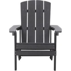 Silla De Jardín Gris Oscuro De Madera Sintética Con Reposapiés Resistente A La Intemperie Estilo Moderno Adirondack -Mano Mano Ventas 37403980 5