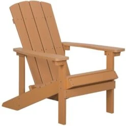 Silla De Jardín Marrón Claro De Madera Sintética Con Reposapiés Resistente A La Intemperie Estilo Moderno Adirondack -Mano Mano Ventas 37403991 4