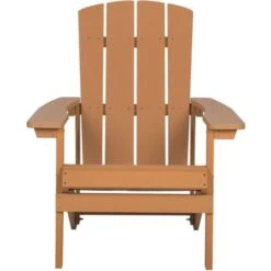 Silla De Jardín Marrón Claro De Madera Sintética Con Reposapiés Resistente A La Intemperie Estilo Moderno Adirondack -Mano Mano Ventas 37403991 5