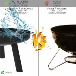 VOUNOT Brasero Exterior 60 Cm Cuenco De Fuego Negro Con Trípode Y Asas, Hoguera Jardín Para Terraza Camping Fiesta -Mano Mano Ventas 37913929 3