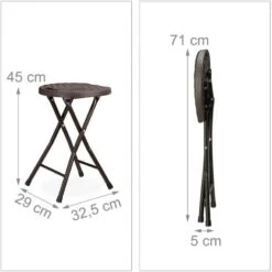 Relaxdays Set 2 Taburetes Plegables BASTIAN, Redondo, Plástico, Look Ratán, Resistente Intemperie, 45x32,5x29 Cm, Marrón -Mano Mano Ventas 38374864 4