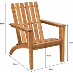 COSTWAY Silla De Jardín Sillón De Madera Taburete Con Apoyabrazos Asiento 68x73x85cm -Mano Mano Ventas 38745484 3