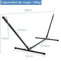 COSTWAY Soporte Para Hamaca De Metal Carga Hasta 150kg Para Patio Jardín Playa Camping (Solo Soporte, Sin Hamaca) Negro -Mano Mano Ventas 38746142 3