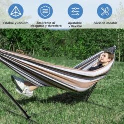 COSTWAY Soporte Para Hamaca De Metal Carga Hasta 150kg Para Patio Jardín Playa Camping (Solo Soporte, Sin Hamaca) Negro -Mano Mano Ventas 38746142 4