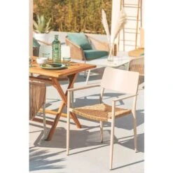 Pack 2 Sillas De Jardín En Aluminio Apilable Amadeu SKLUM Marrón Moka -Mano Mano Ventas 39327817 2