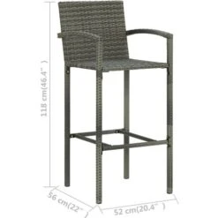 Set Muebles Bar Jardín 3 Pzas Ratán Sintético Reposabrazos Gris VidaXL -Mano Mano Ventas 40309645 3