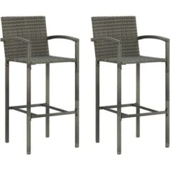 Set Muebles Bar Jardín 3 Pzas Ratán Sintético Reposabrazos Gris VidaXL -Mano Mano Ventas 40309645 4