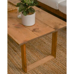 Mesa De Centro De Madera Maciza Acabado Roble Oscuro De 120x60cm -Mano Mano Ventas 41413417 4