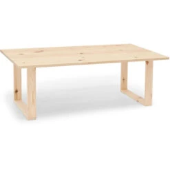 Mesa De Centro De Madera Maciza Acabado Natural De 120x60cm