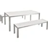 Conjunto De Comedor De Jardín Con Mesa Rectangular Blanco 2 Bancos Marco De Aluminio Nardo