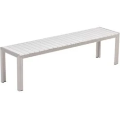 Conjunto De Comedor De Jardín Con Mesa Rectangular Blanco 2 Bancos Marco De Aluminio Nardo -Mano Mano Ventas 4151935 5