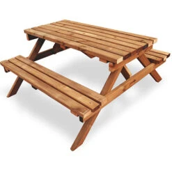 Plantawa Mesa De Picnic Premium Para Jardín Exterior Con 2 Bancos Madera De Pino Color Beige 150 X 150 X 80 Cm -Mano Mano Ventas 41918839 4