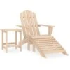 Silla Adirondack De Jardín Con Otomana Y Mesa Macizo Abeto Rosa VidaXL