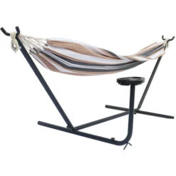 Hamaca Con Soporte Con Portavasos Y Porta Libros - Hamaca Con Soporte Para 2 Personas 290x100x135cm Hamaca De Jardín -Mano Mano Ventas 42307049 3